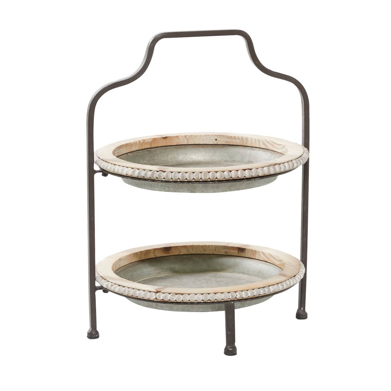 Gray Metal Farmhouse Tiered Server, 20" x 16" x 15"